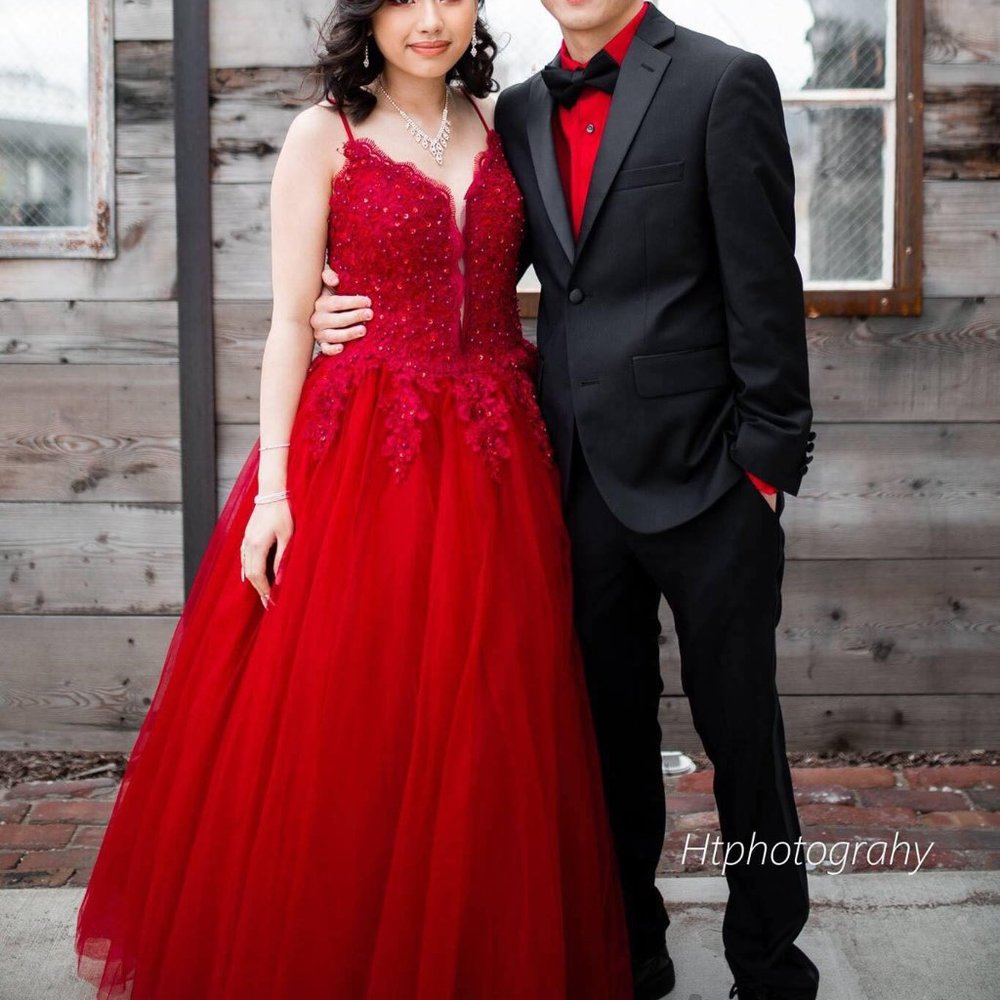 Red Tulle Prom Dress